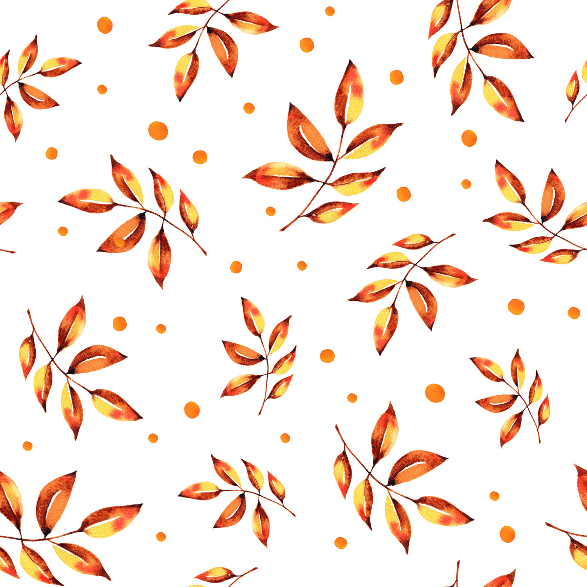 Watercolor fall seamless pattern. Floral background